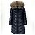 Moncler Apia Fox Fur Long Down Jacket Blue - view 2