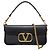 Valentino Borsa a tracolla Rockstud con catena e logo dorato in pelle di vitello nera Nero