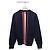 Thom Browne Rundgestrickter Navy-Pullover mit Intarsia-Streifen auf dem Rücken Blau