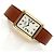 Piaget Vintage Unisex Lederuhr Gold Rechteckig Groß Alt Golden - Ansicht 17