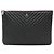 Chanel Clutch Large Chevron Caviar Nero Opaco Rosso