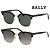 Bally Gafas de sol de lujo con montura cuadrada Asian Fit Castaño