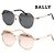 Bally Gafas de sol Montura dorada Metal Asian Fit Moda Oversized Lujo Castaño