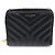 Saint Laurent Gestepptes Joan Compact Wallet aus glattem schwarzem Kalbsleder