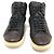 Salvatore Ferragamo Sneakers alte da uomo in pelle nera con punta marrone Nero