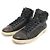 Salvatore Ferragamo Sneakers alte da uomo in pelle nera con punta marrone Nero - vista 2