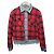 Amiri Chaqueta reversible de franela a cuadros rojos y denim desgastado Azul