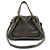 Chloé Paraty Medium Schultertasche aus grauem Leder mit Goldbeschichtung Braun