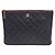 Chanel Clutch Lambskin Silver CC Classic New Medium Nero