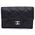 Chanel Portacarte Classic CC in agnello nero e argento