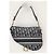 Dior Tracolla per borsa saddle in jacquard blu con ricami obliqui - vista 5