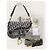 Dior Tracolla per borsa saddle in jacquard blu con ricami obliqui - vista 7