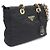Prada Borsa Tote e Borsa a Spalla in Nylon con Logo Triangle e Catena in Metallo Dorato Nero - vista 10