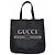 Gucci Web Logo Print Leder Shopper Bag Schwarz - Ansicht 2