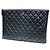 Chanel Clutch Black Caviar Classic Large CC Logo Argentato Nero - vista 2