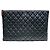 Chanel Clutch Black Caviar Classic Large CC Logo Argentato Nero - vista 7
