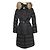 Moncler Chloé Damen Daunenlangmantel mit Fuchsfell Schwarz