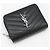 Saint Laurent Cartera Compacta Matelassé Monogram Negra Plateada Negro - vista 3