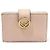 Fendi Tarjetero de acordeón en piel de becerro beige rosa Castaño