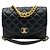 Chanel Borsa a tracolla con logo CC nero e catena dorata media