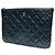 Chanel Caviar Skin Black Classic Silver Clutch Größe Small Schwarz