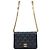 Chanel Mini bolso con solapa y cadena en piel de cordero negro y oro