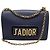 Borsa a tracolla J'adior in pelle blu navy con patta e catena dorata