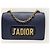 Borsa a tracolla J'adior in pelle blu navy con patta e catena dorata - vista 2
