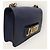 Borsa a tracolla J'adior in pelle blu navy con patta e catena dorata - vista 4