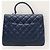 Chanel Borsa a mano con manico superiore Trendy CC Large in agnello blu navy e oro champagne - vista 6