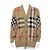 Burberry Beige Wool Jacquard Check Technical Cardigan