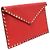 Valentino Clutch a Busta in Pelle Red Stamp Gold Rockstud Rosso - vista 2