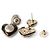 Chanel Orecchini Gold Black CC Heart Pearl Crystal Nero - vista 4