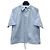 Prada Camicia a maniche corte in cotone con logo a triangolo Blu