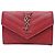 Saint Laurent Piccolo portafoglio matelassé rosso con monogramma e finiture argentate