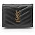 Saint Laurent Black Monogram Grained Poudre Embossed Leather Small Wallet stamp: - view 11