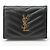 Saint Laurent Black Monogram Grained Poudre Embossed Leather Small Wallet stamp: - view 2