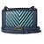 Chanel Borsa Boy in pelle di vitello Chevron Medium Argento Blu