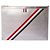 Thom Browne Clutch a tre strisce argento metallizzato Medium