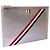 Thom Browne Clutch a tre strisce argento metallizzato Medium - vista 2