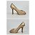Jimmy Choo Salto alto de dedos abertos para mulher Dourado - vista 3