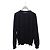 Louis Vuitton Langarm-Strickpullover mit Rundhalsausschnitt und Ton-in-Ton-Monogramm in Schwarz