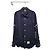 Thom Browne Giacca-camicia in nylon blu navy con dettaglio sulla manica con bottoni a pressione