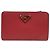 Prada Red Saffiano Triangle Logo Women's Wallet