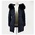 Prada Re-Nylon Triangle Logo Fox Fur Women's Long Puffer Jacket Black - view 3
