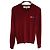 Comme Des Garcons Burgunderfarbener V-Ausschnitt Strickpullover für Herren mit Doppelpatch Rot