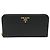 Prada Portafoglio lungo in Saffiano nero con logo dorato e zip