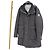 Giacca imbottita lunga con cappuccio Moncler Gamma Blue Grigio Marrone