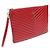 Saint Laurent Rote Matelassé gesteppte Kalbsleder Goldton Monogramm Tablet Neue Medium Pouch Clutch - Ansicht 2