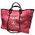 Chanel Grande borsa shopper in tela di cotone e pelle di vitello rosa